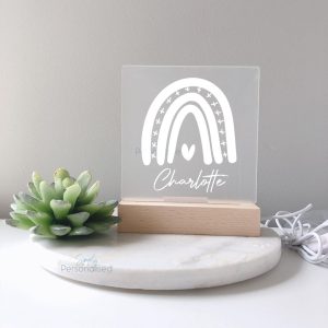 Night Lights s/ Lamp with Wooden Base