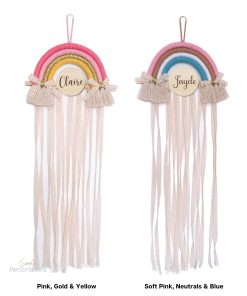 Personalised Rainbow Macrame Hair Accessories Organiser