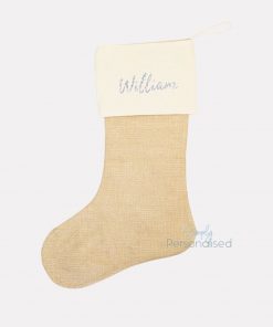 Personalised Christmas Stocking Winter White and Jute